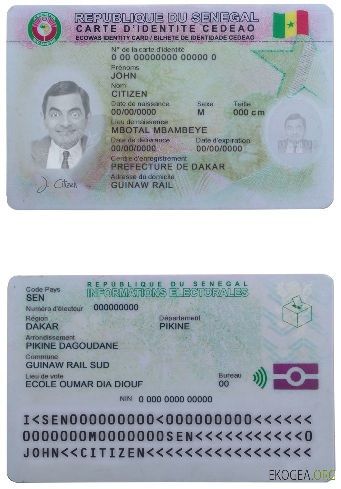 Carte d'identité du Sénégal